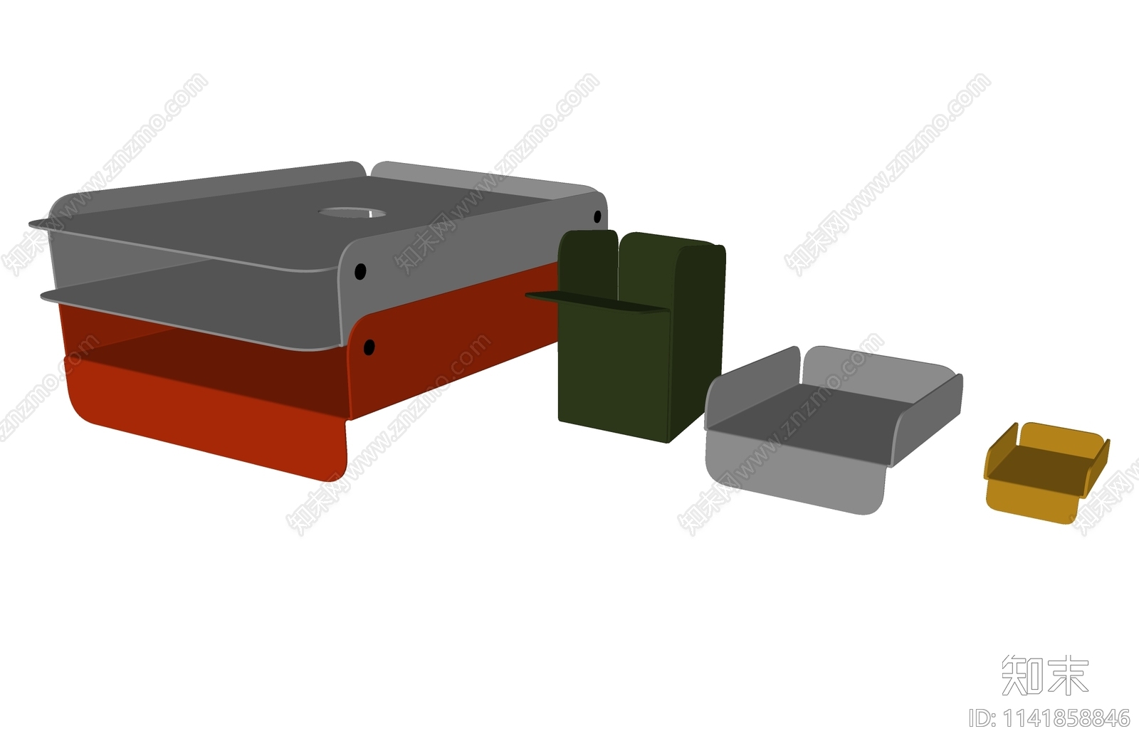 可折叠办公托盘SU模型下载【ID:1141858846】
