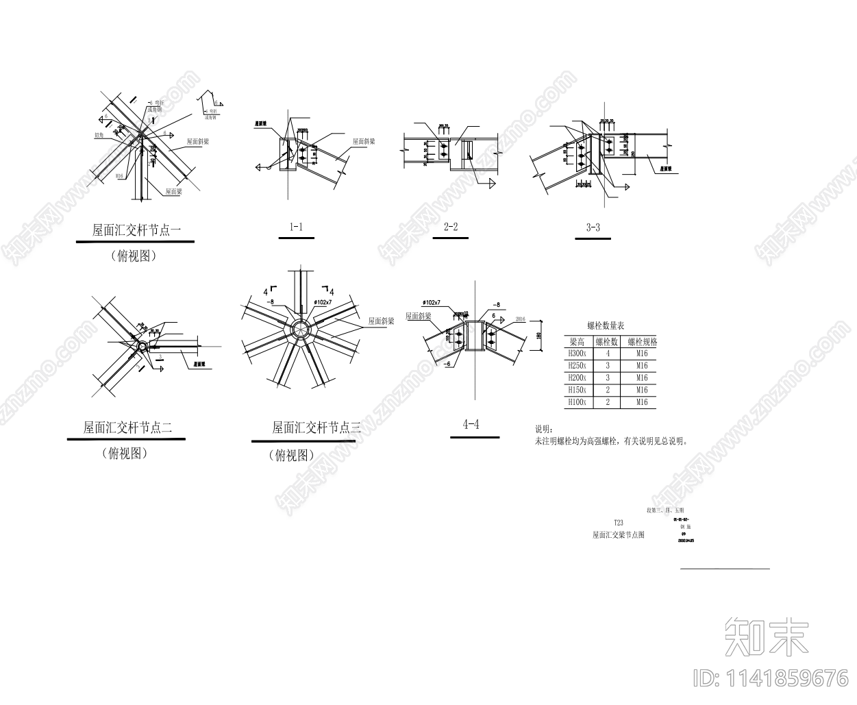 别墅建筑钢结构cad施工图下载【ID:1141859676】