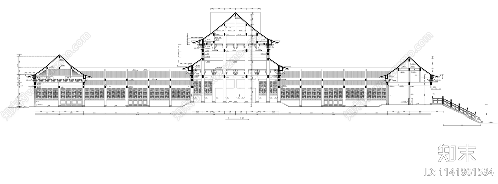 罗汉堂仿古建筑cad施工图下载【ID:1141861534】