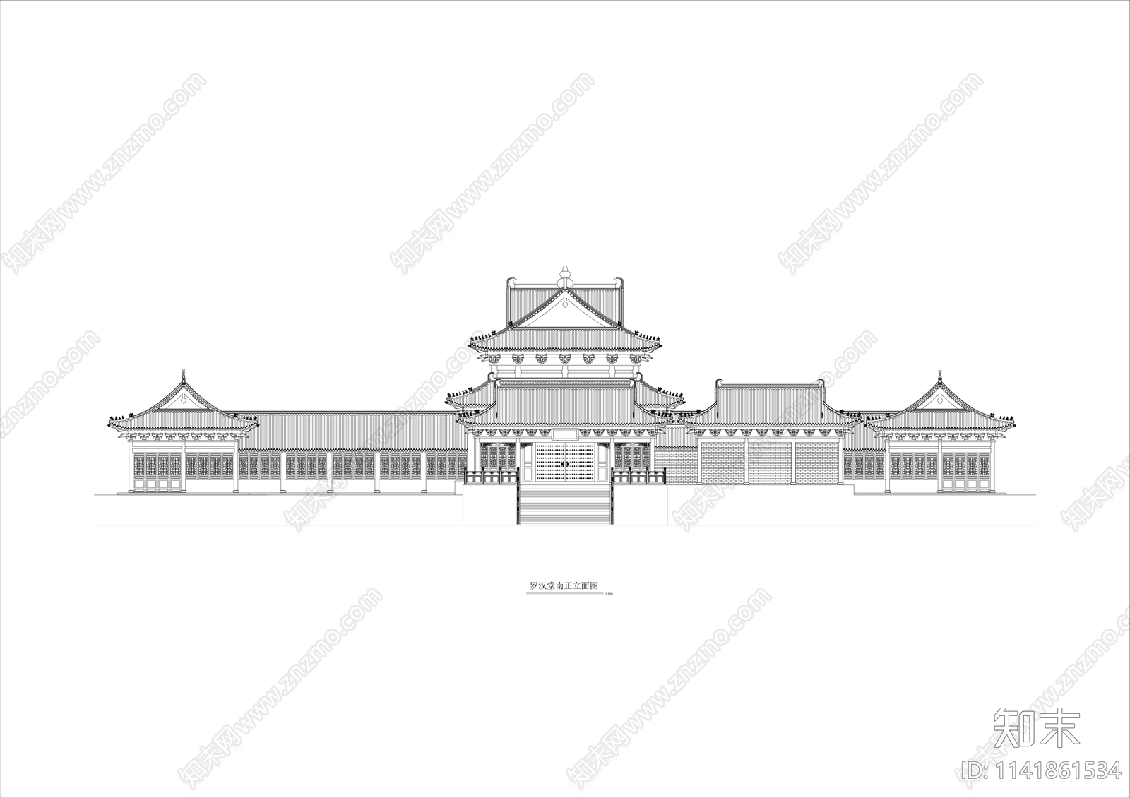 罗汉堂仿古建筑cad施工图下载【ID:1141861534】