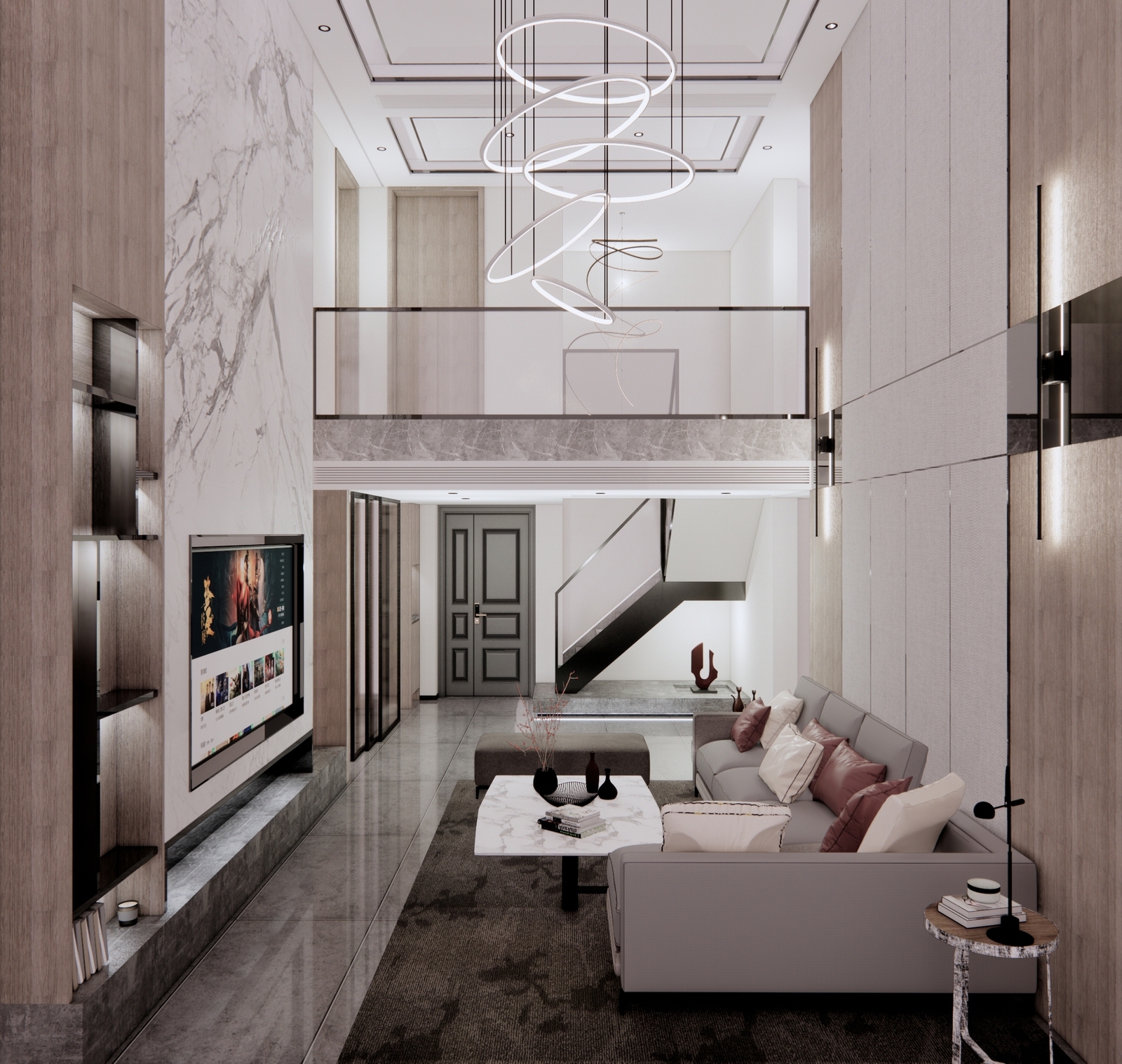 现代LOFT客厅3D模型下载【ID:1141864726】_【知末效果图】