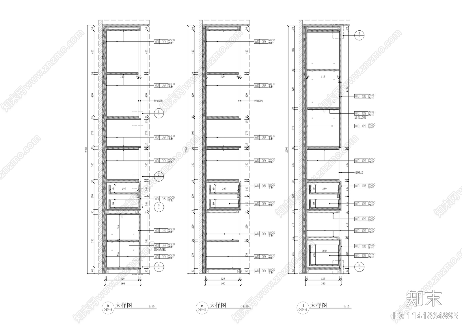 起居室高柜柜体大样施工图下载【ID:1141864995】