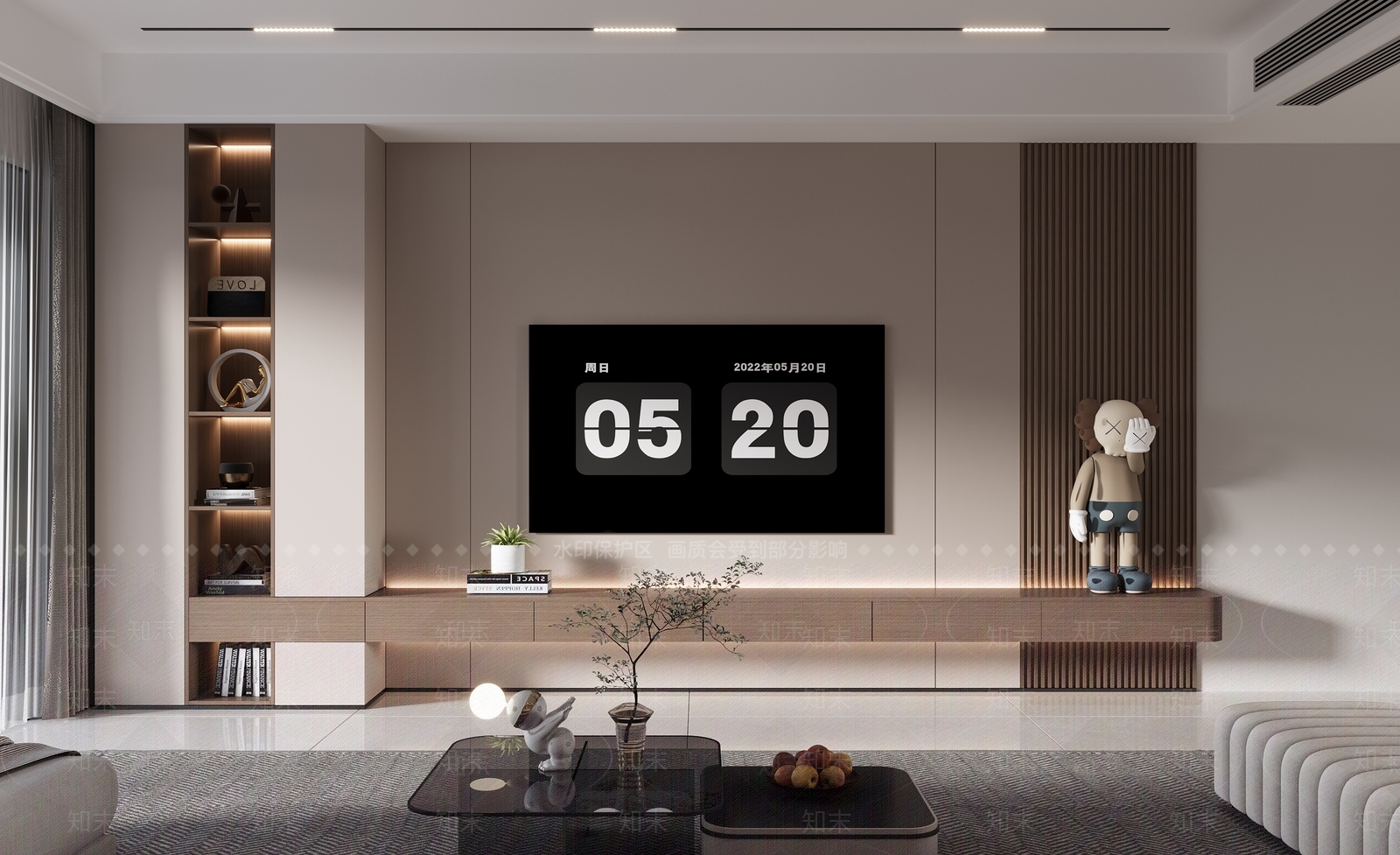 现代客厅电视背景3D模型下载【ID:1141869202】