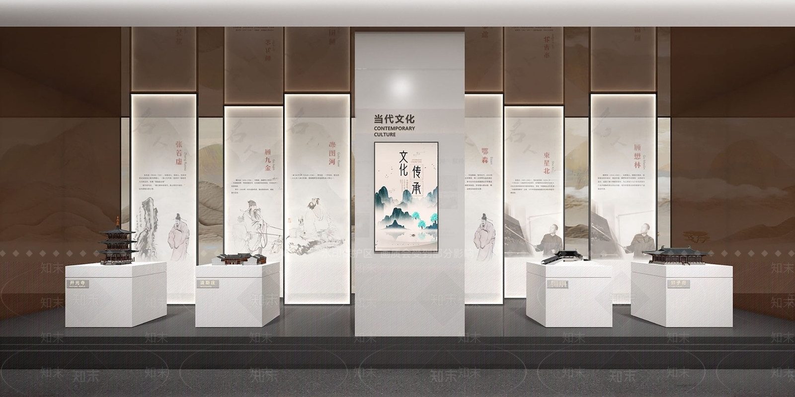 新中式文化展厅SU模型精品下载_SketchUp模型_知末网