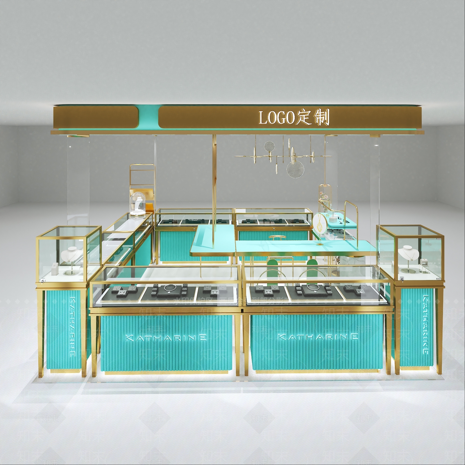 现代时尚珠宝店柜台3D模型下载【ID:1141874377】