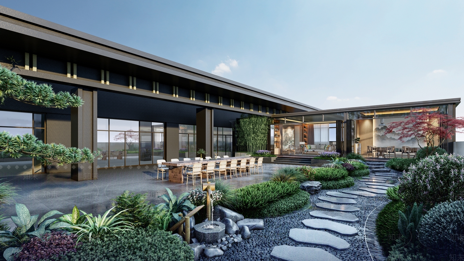 现代售楼处建筑SU模型下载【ID:1141877115】