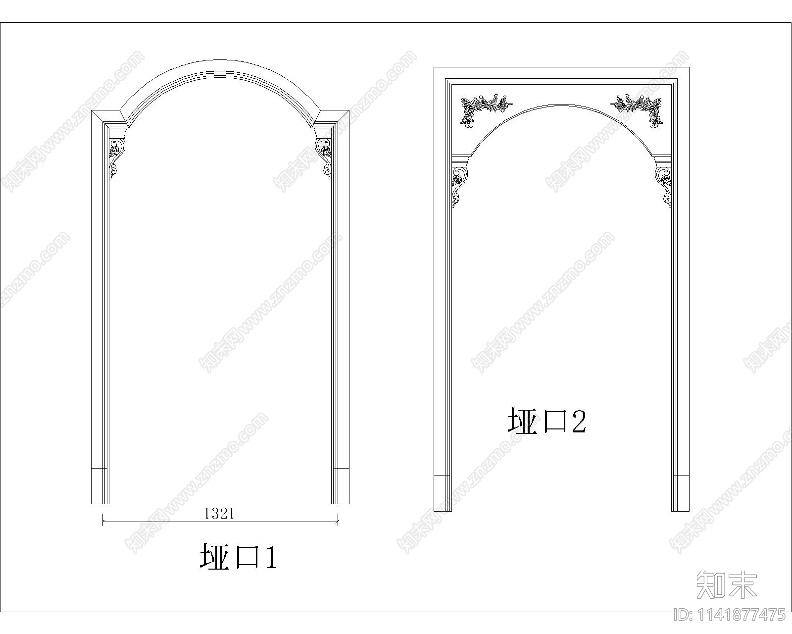 实木弧形垭口cad施工图下载【ID:1141877475】