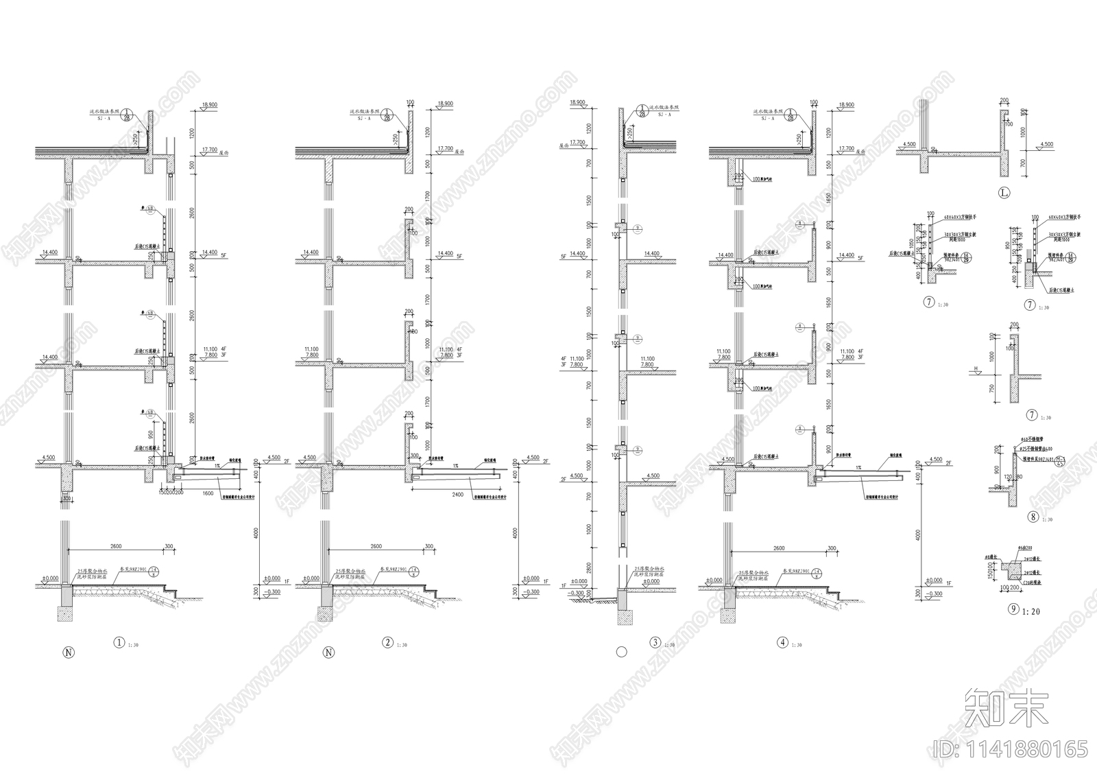 L型宿舍楼全套建筑cad施工图下载【ID:1141880165】