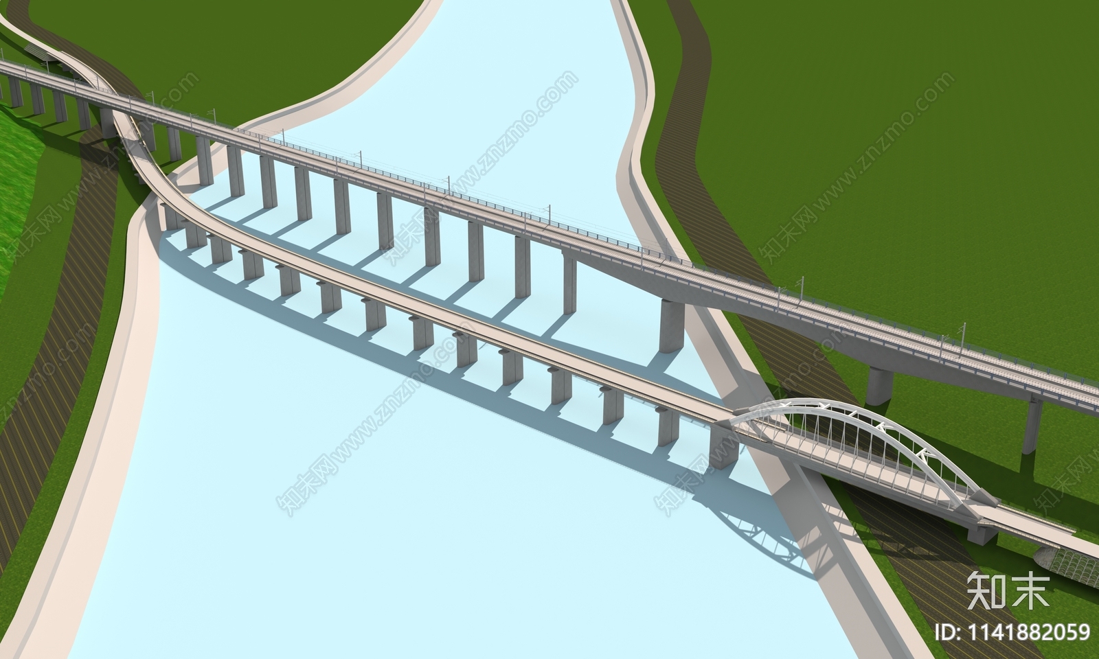 现代公路铁路桥3D模型下载【ID:1141882059】