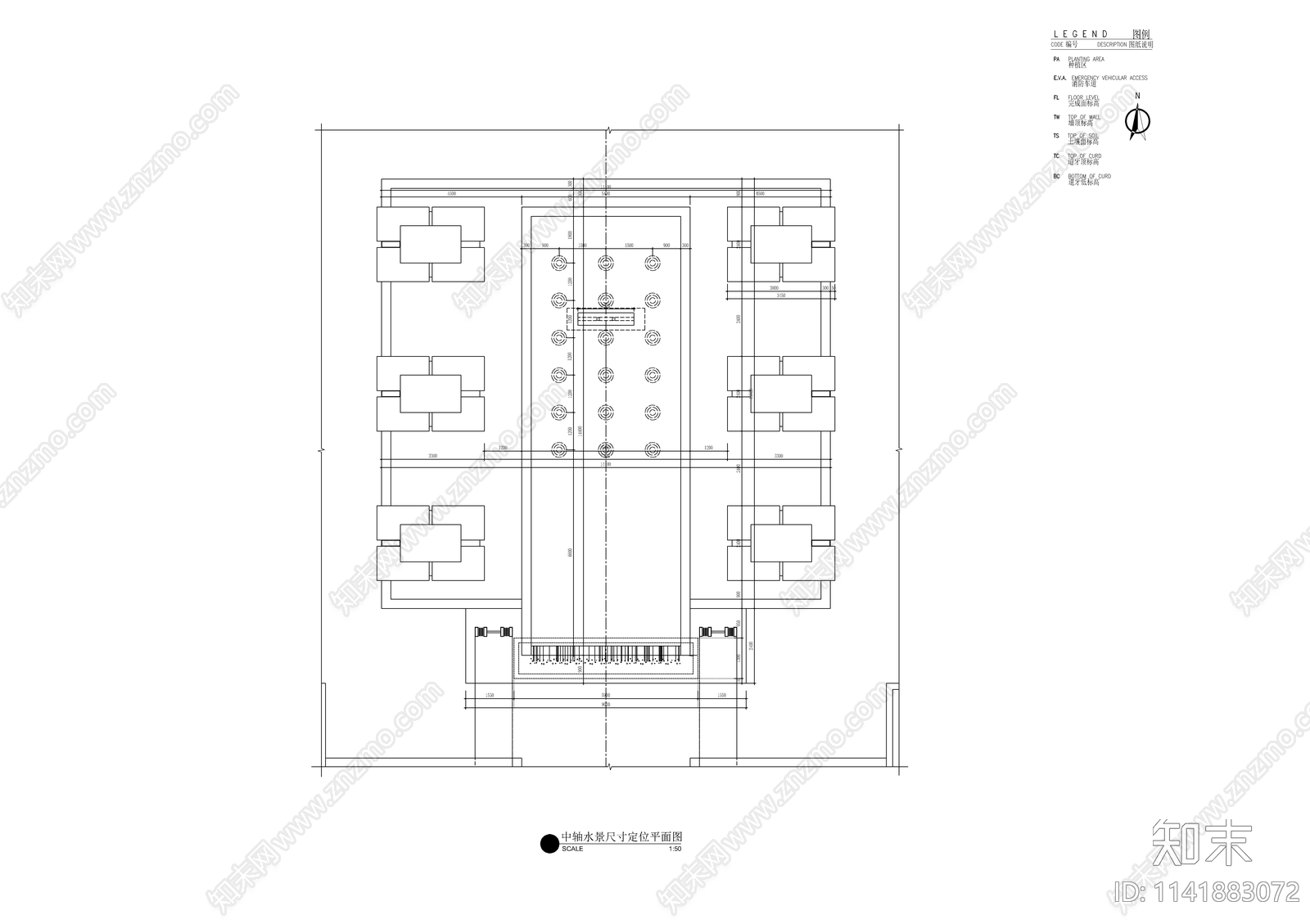 新中式中轴雕塑水景cad施工图下载【ID:1141883072】