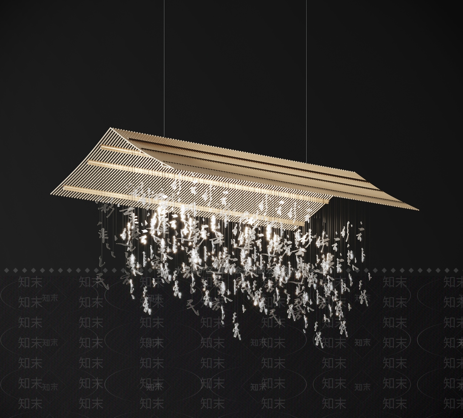 新中式禅意房檐吊灯3D模型下载【ID:1141886373】