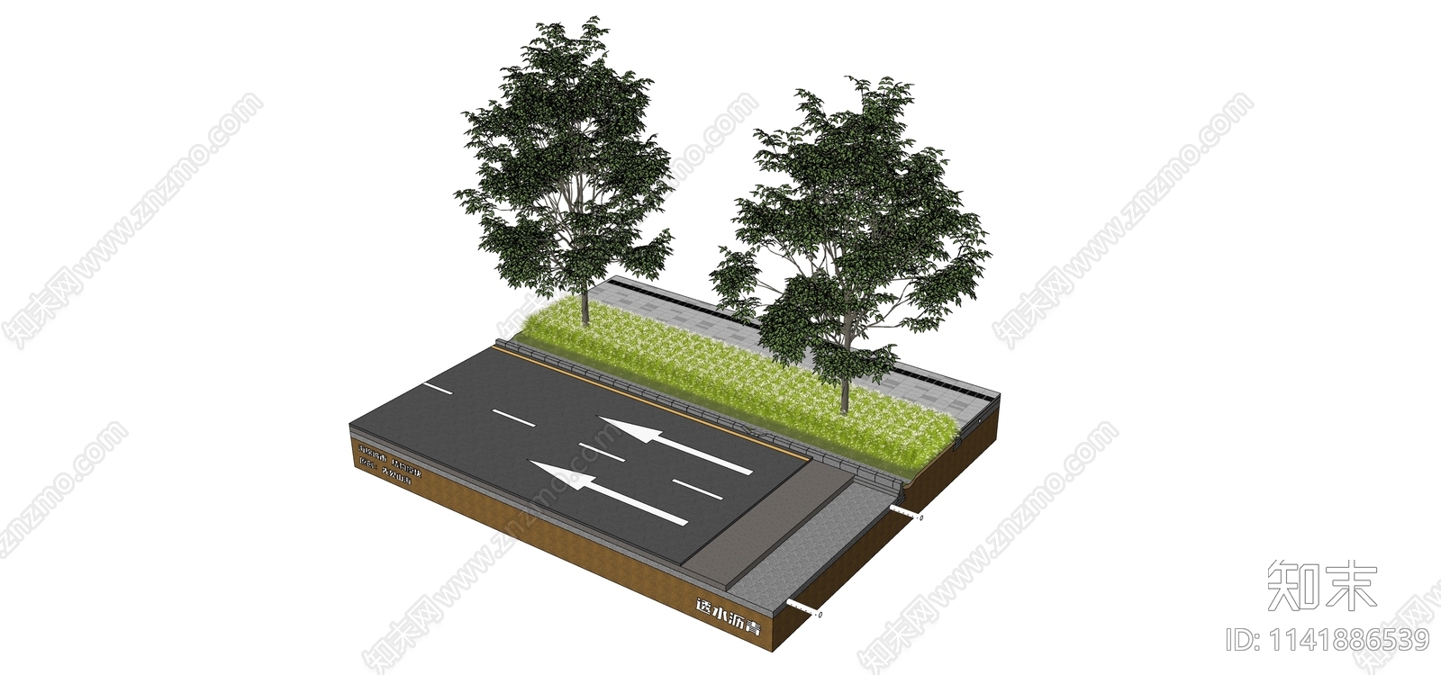 现代市政道路海绵城市SU模型下载【ID:1141886539】