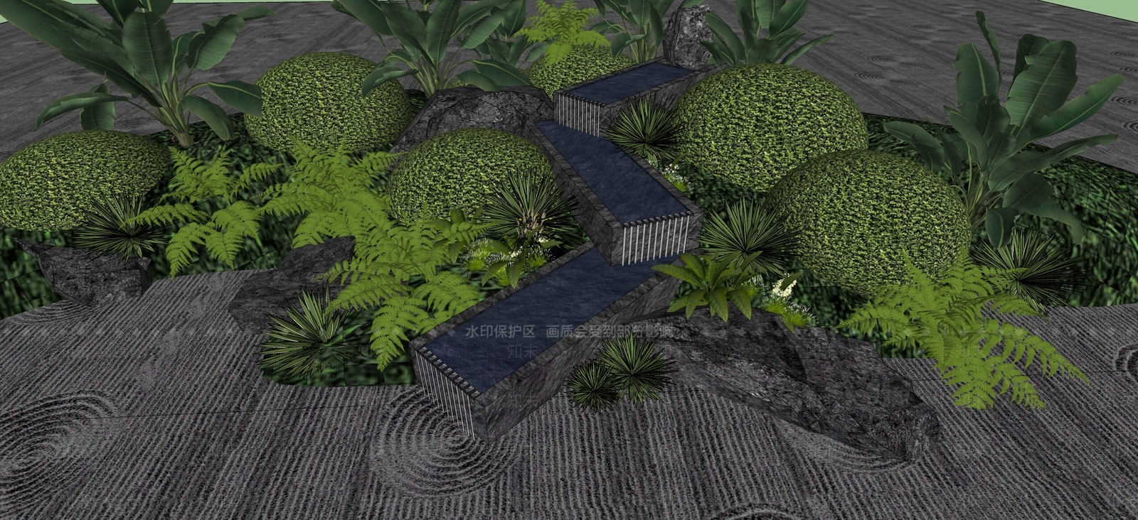现代叠水SU模型下载【ID:1141890173】