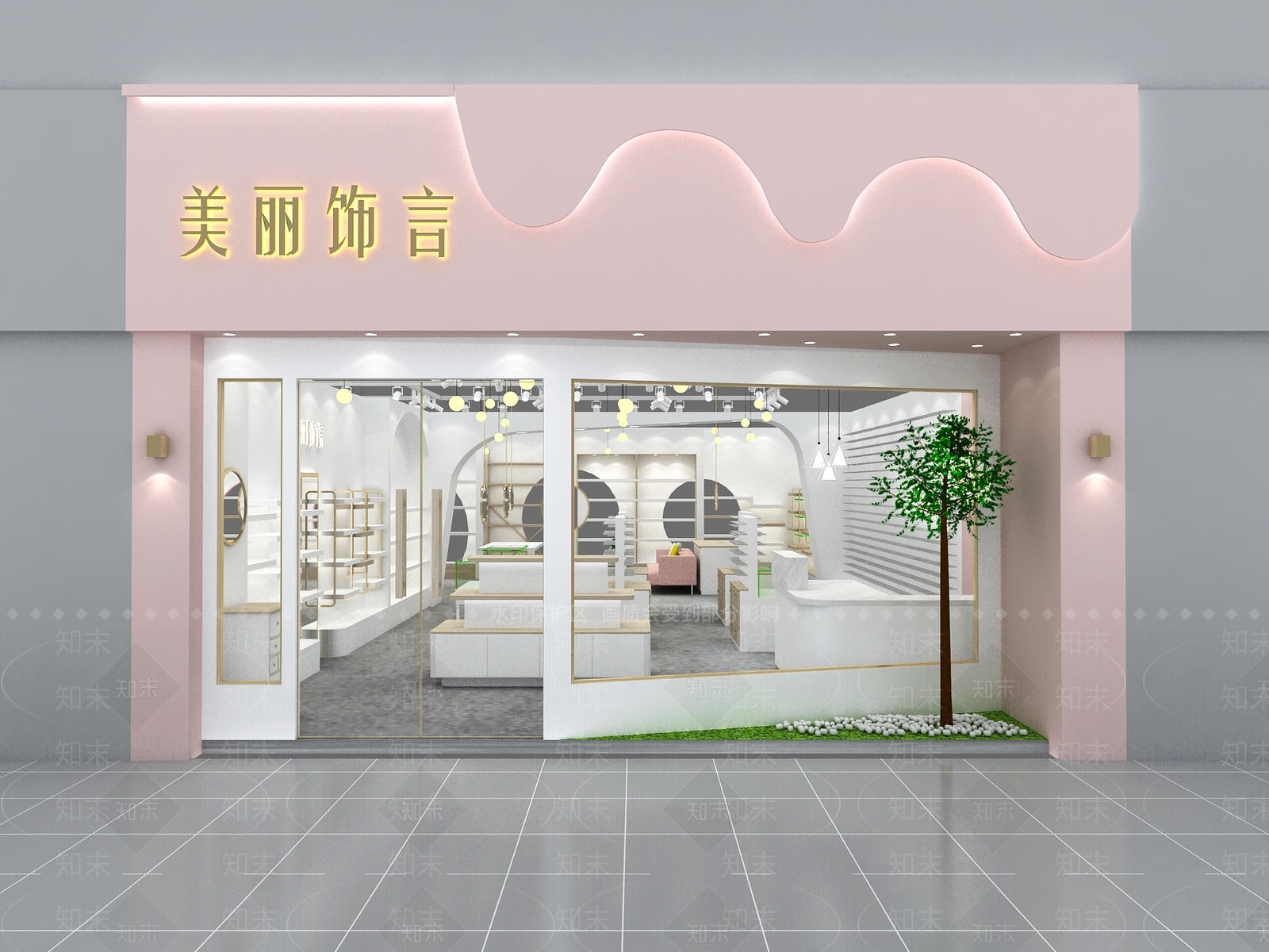 现代饰品店门头3D模型下载【ID:1141893246】