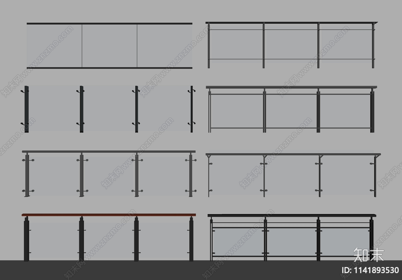 现代玻璃栏杆SU模型下载【ID:1141893530】