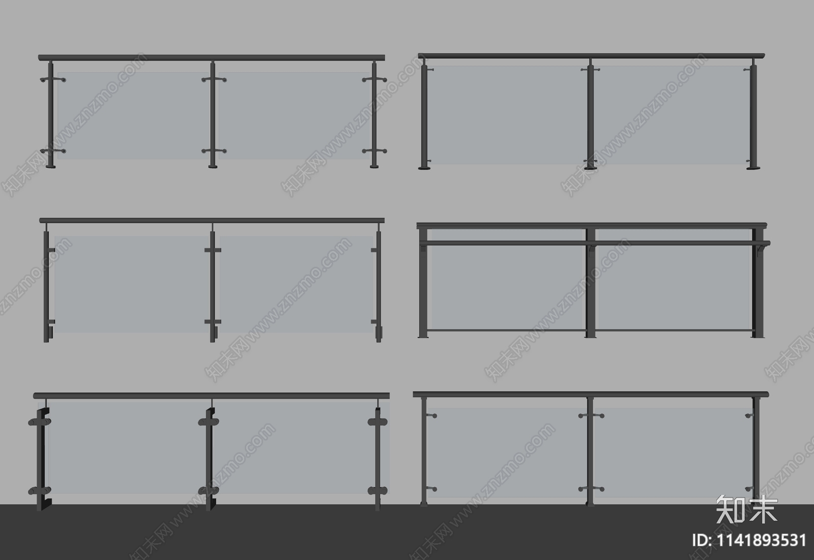 现代玻璃栏杆SU模型下载【ID:1141893531】