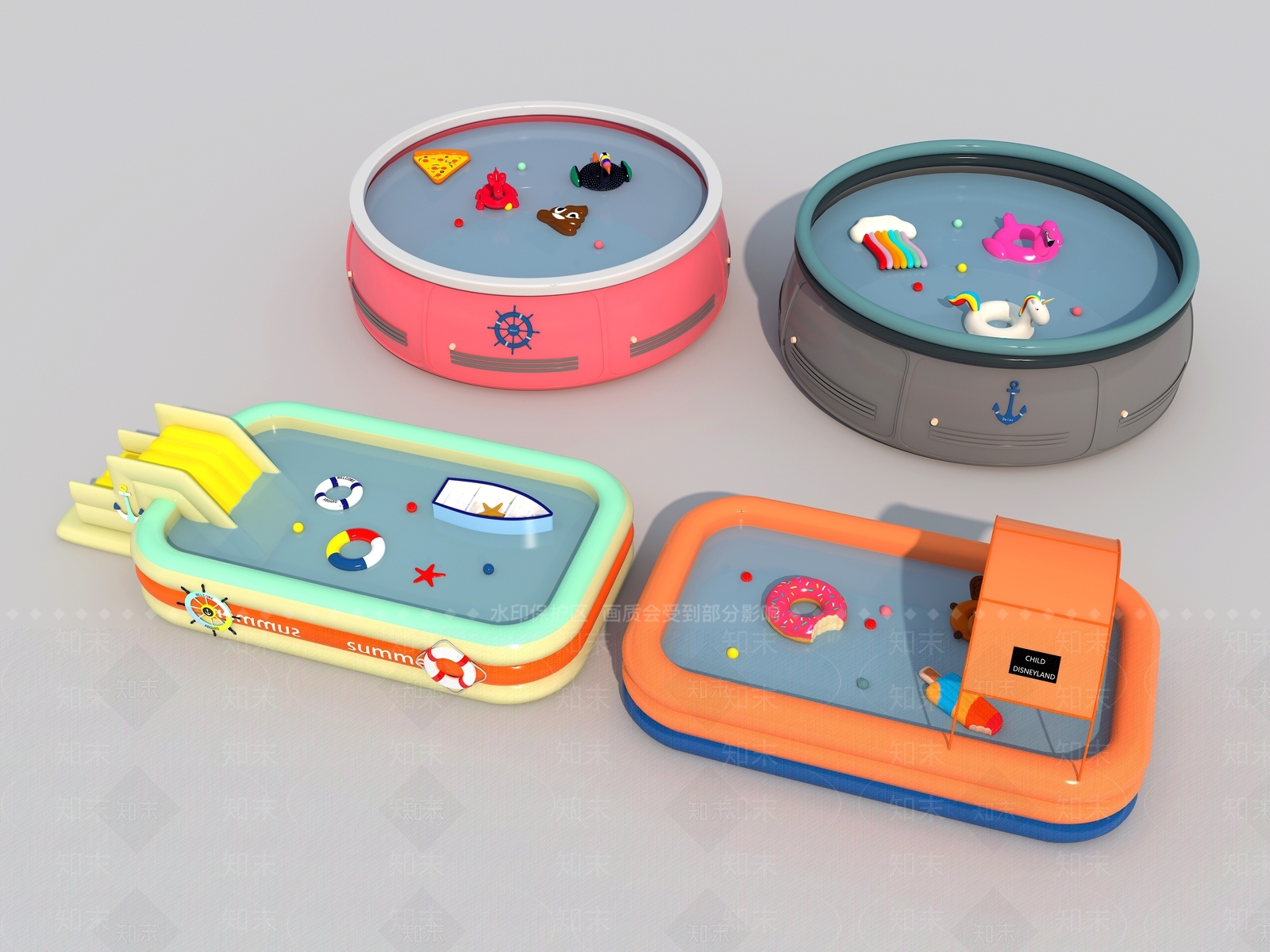 儿童充气游泳池SU模型下载【ID:1141897971】
