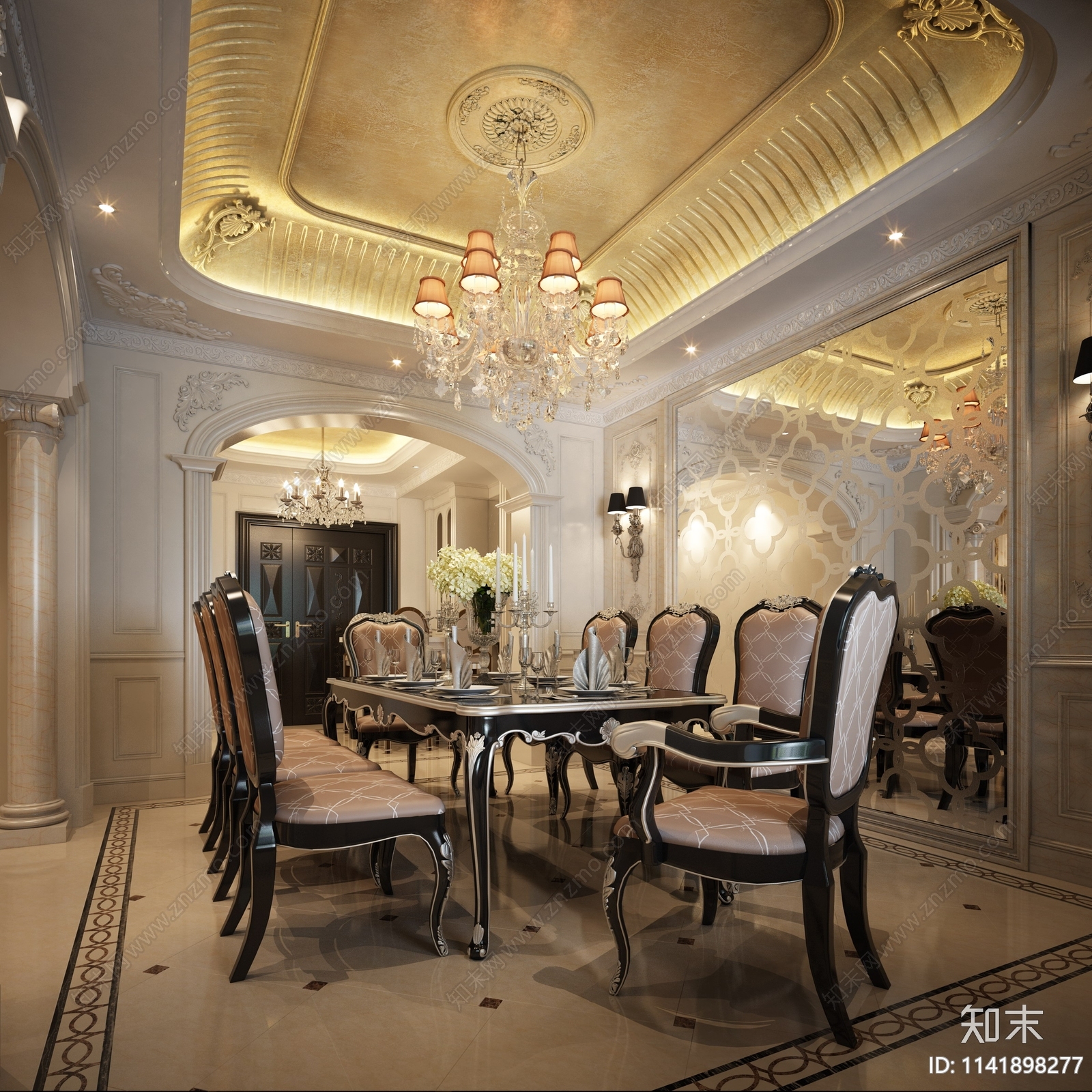 法式奢华别墅样板房室内施工图下载【ID:1141898277】