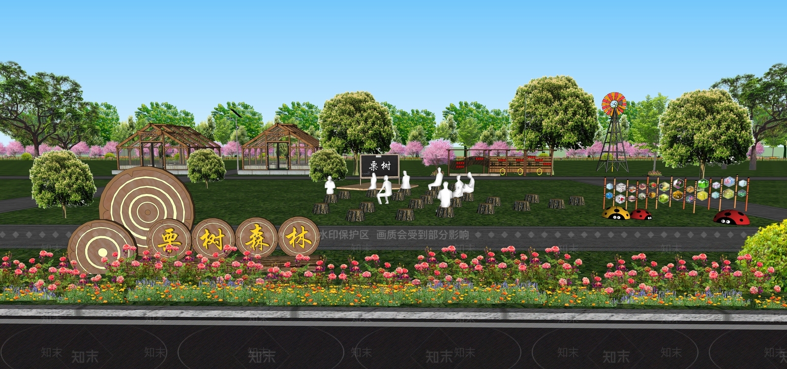 现代美丽乡村公园SU模型下载【ID:1141904240】