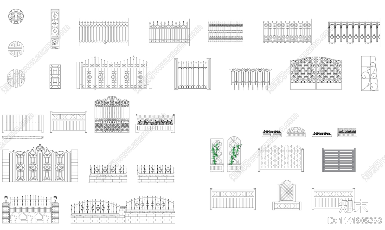 栏杆花架施工图下载【ID:1141905333】