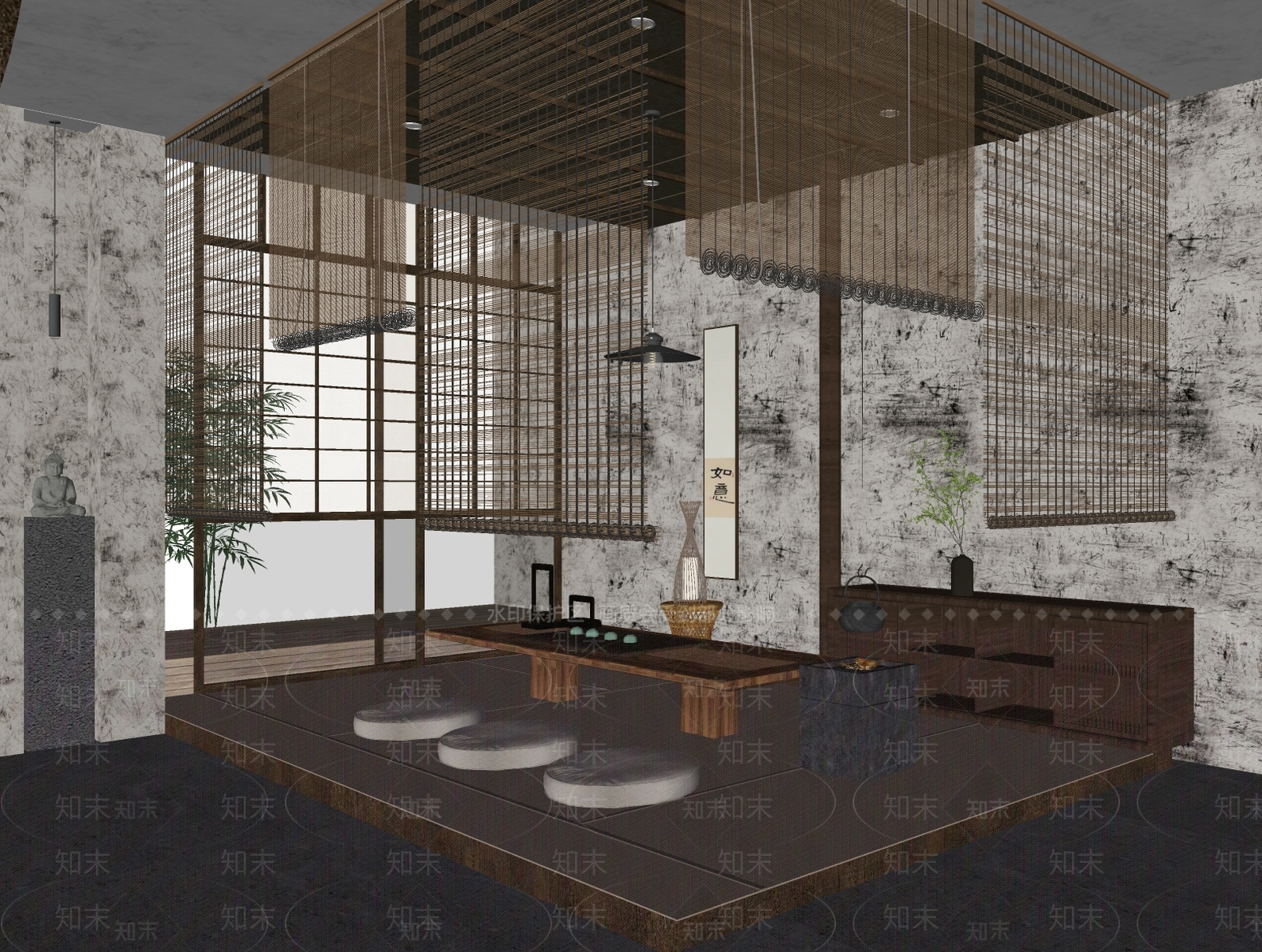 侘寂风茶馆SU模型下载【ID:1141908768】