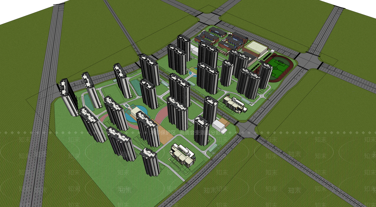 现代高层保障房住宅SU模型下载【ID:1141915892】