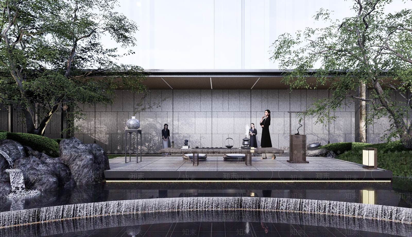 新中式禅意庭院小品茶室SU模型下载【ID:1141917407】