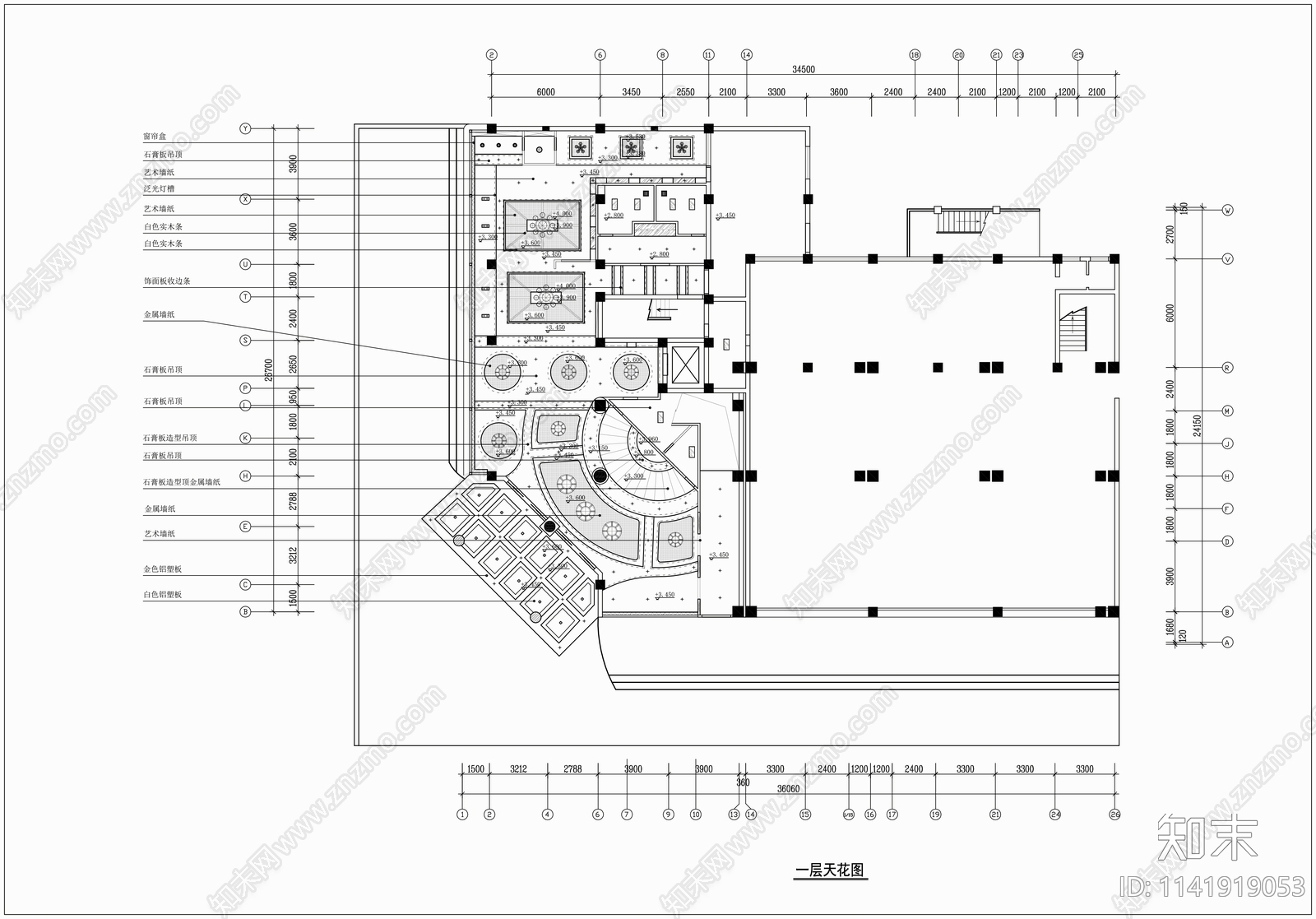 4000㎡会所室内cad施工图下载【ID:1141919053】