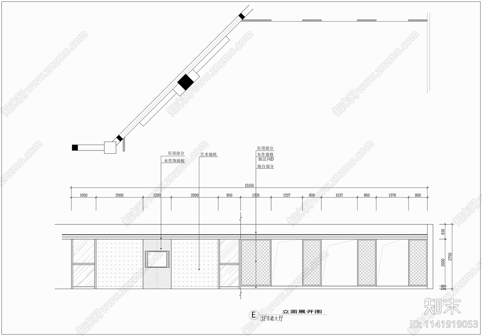 4000㎡会所室内cad施工图下载【ID:1141919053】