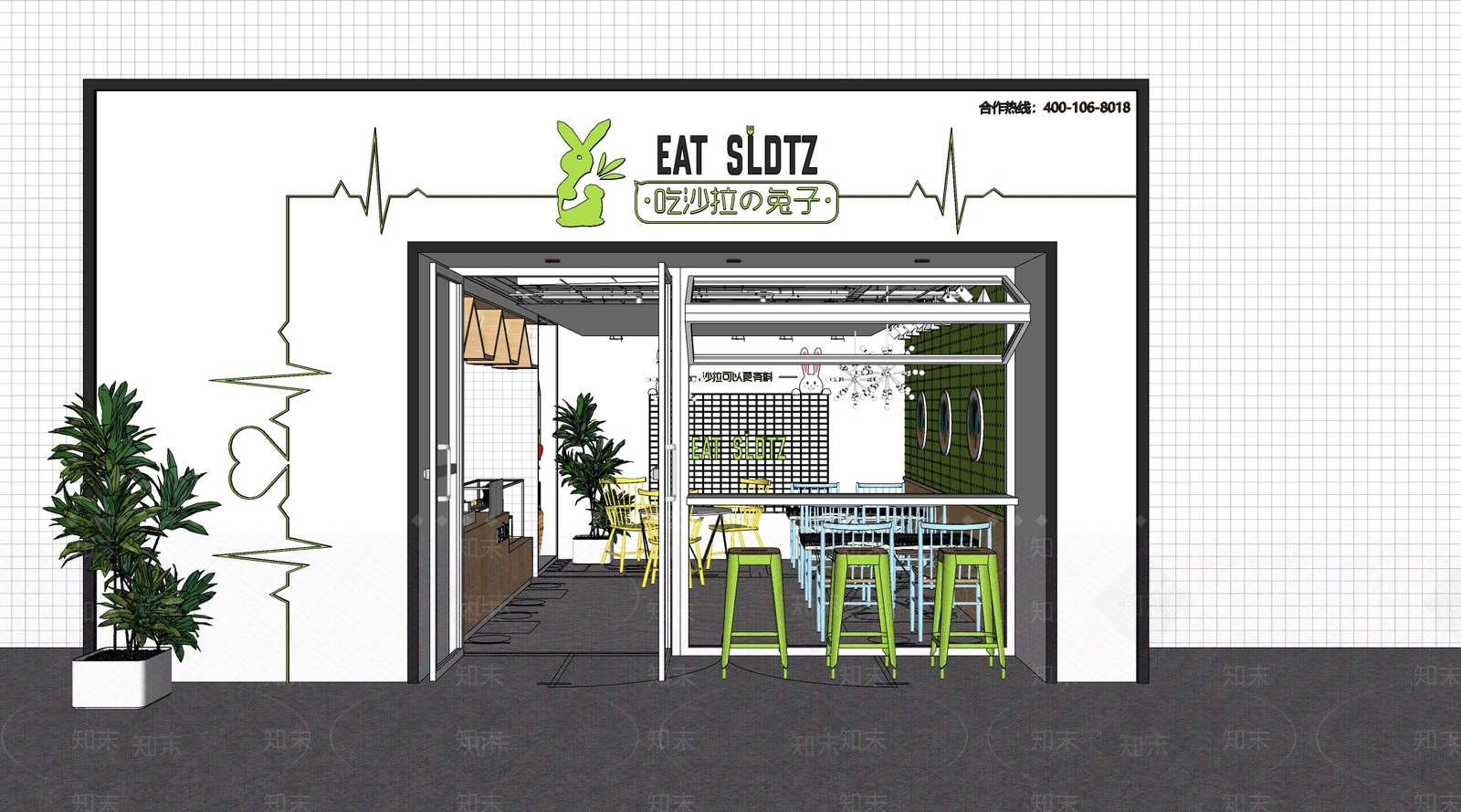 现代奶茶店SU模型下载【ID:1141919608】