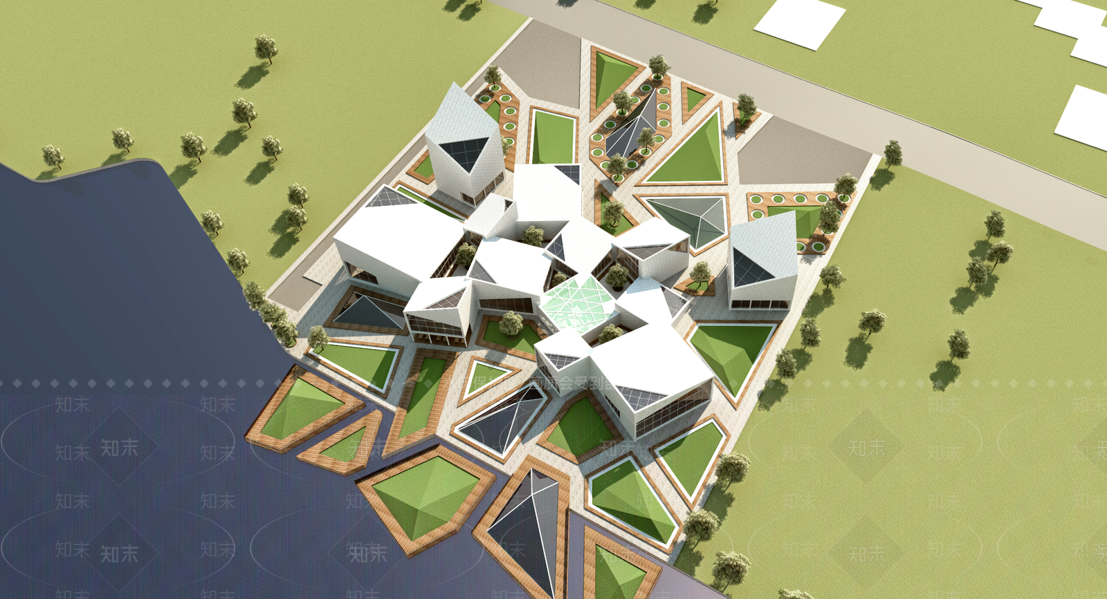 现代展览馆建筑SU模型下载【ID:1141931771】