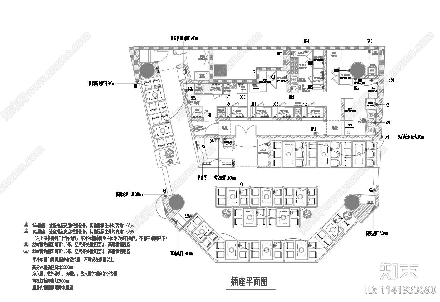 日式烤肉店室内cad施工图下载【ID:1141933690】