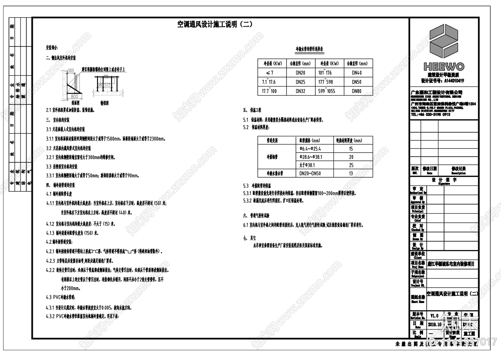 家装室内空调系统施工图下载【ID:1141937017】