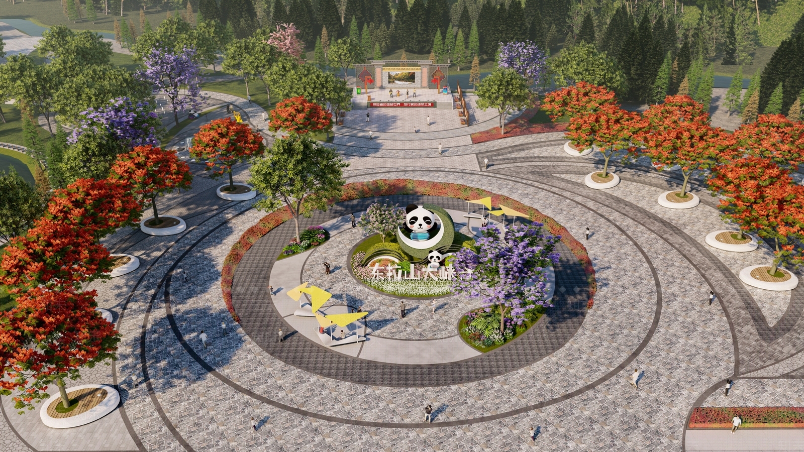 现代景区广场景观SU模型下载【ID:1141942498】