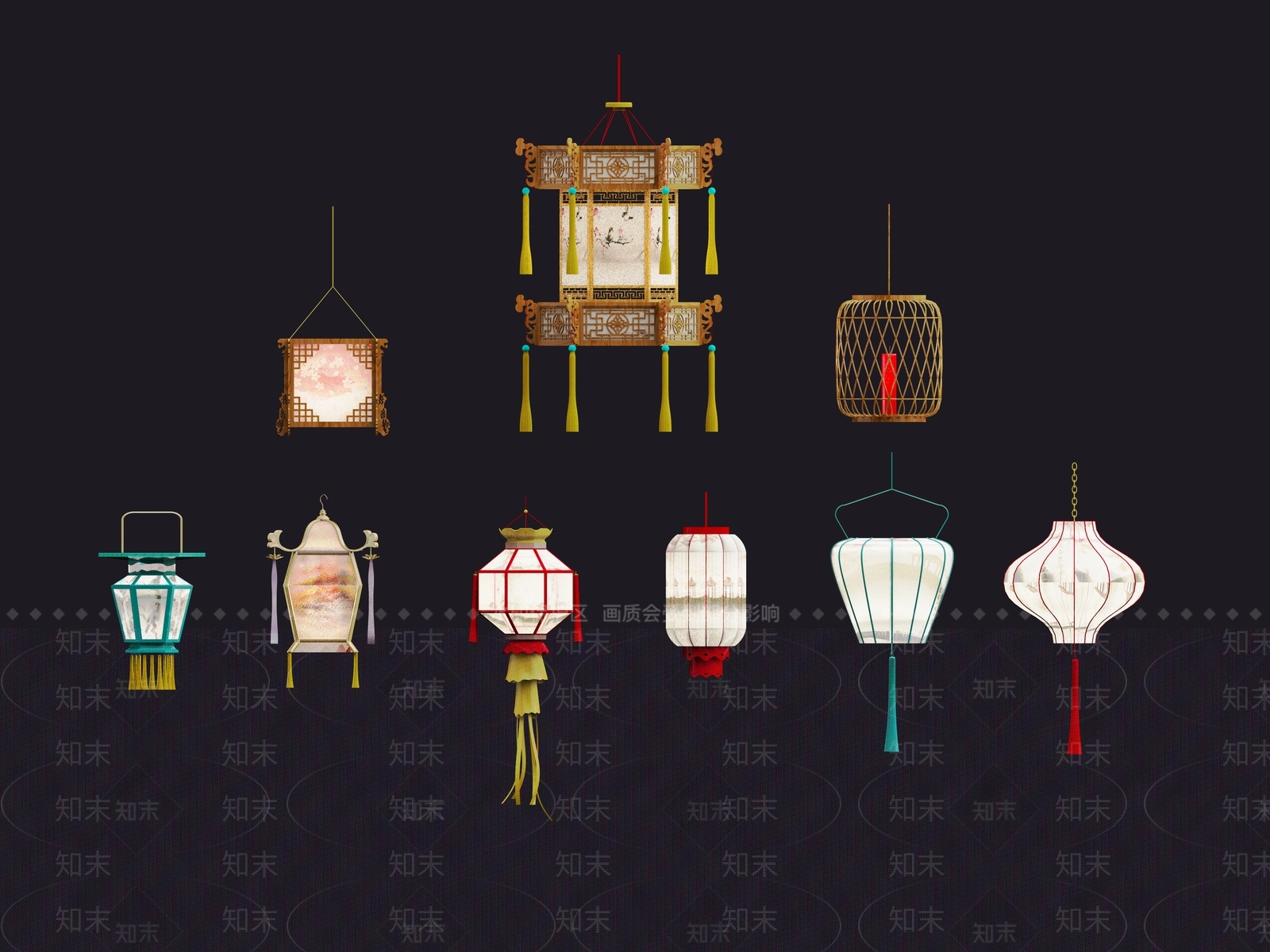 中式灯笼SU模型下载【ID:1141945038】