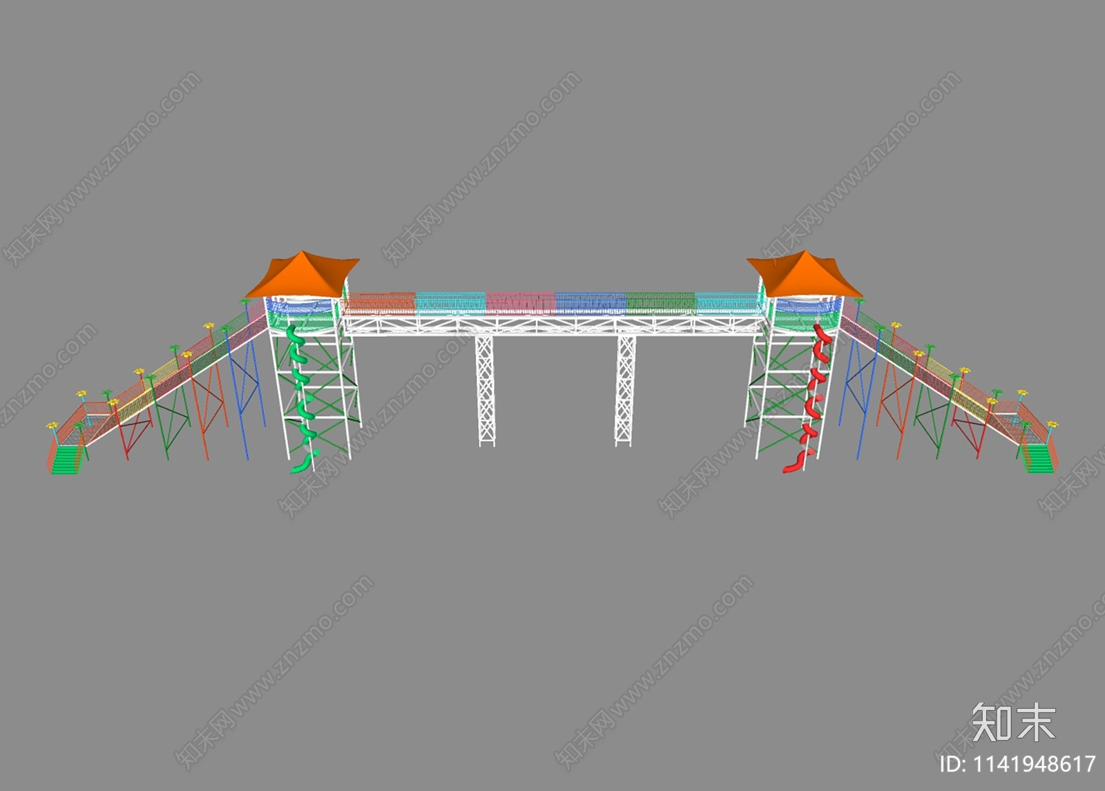 无动力游乐设备天空步道SU模型下载【ID:1141948617】