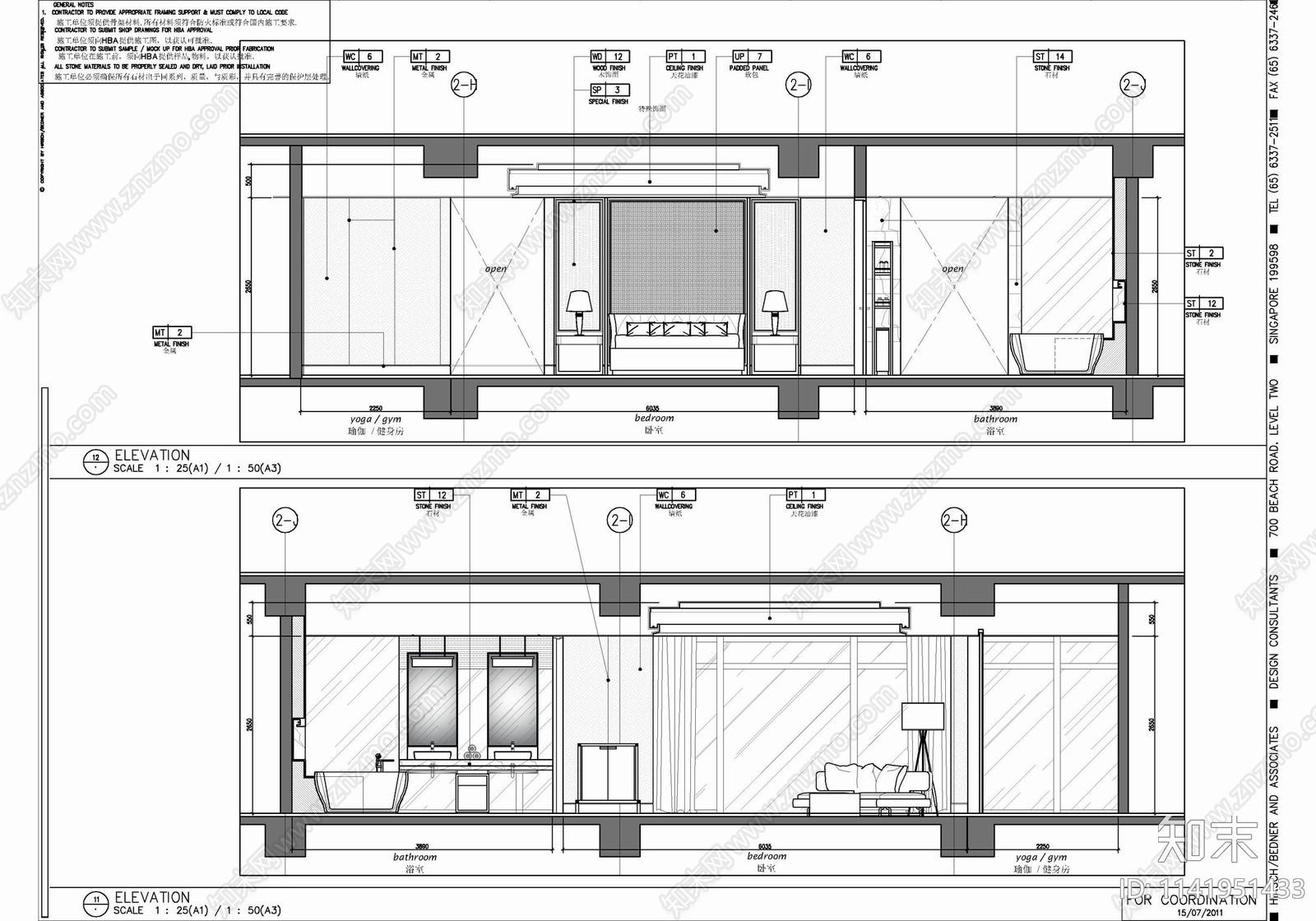 HBA酒店主席套房详图cad施工图下载【ID:1141951433】