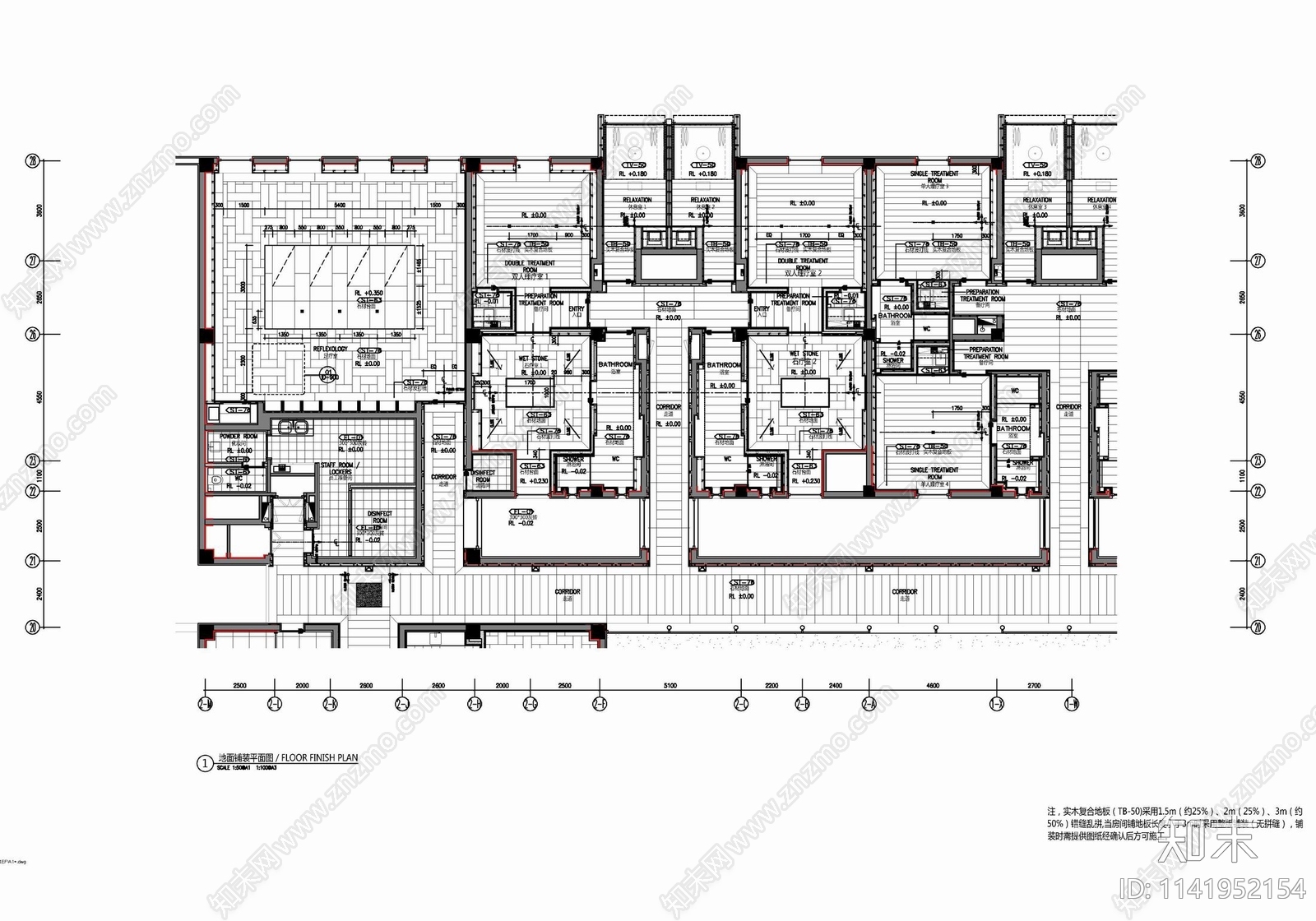 酒店康体SPA休闲会所室内cad施工图下载【ID:1141952154】