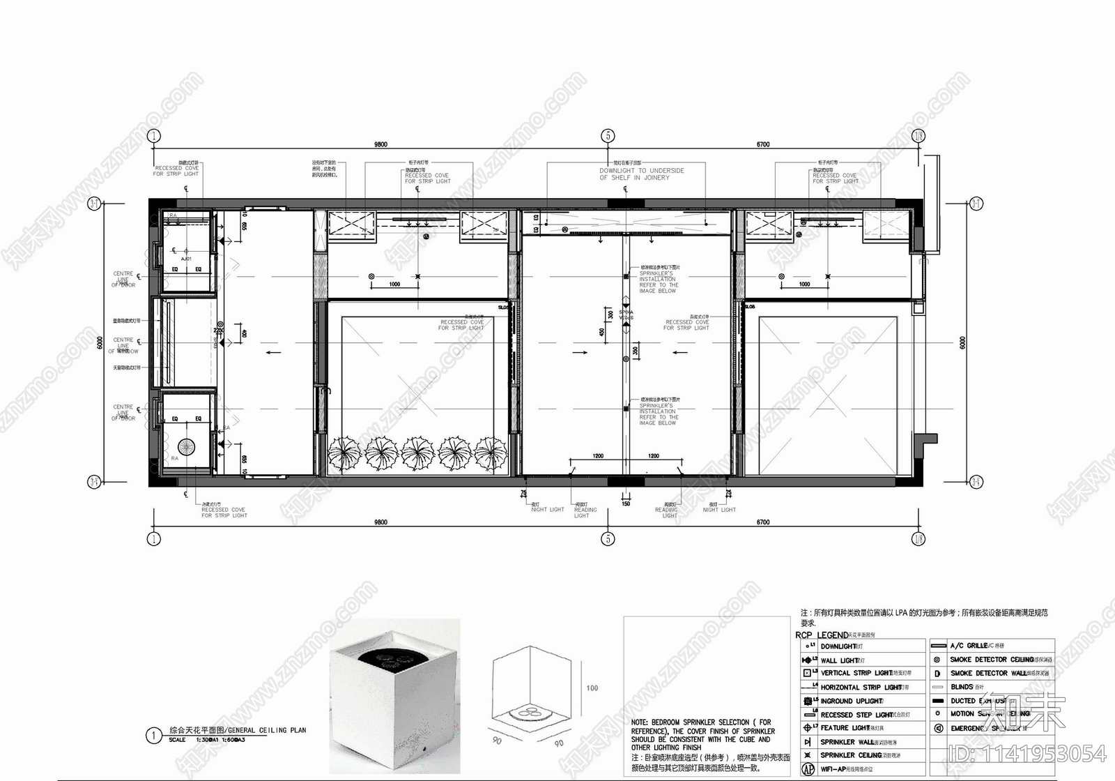 100㎡庭院式酒店客房室内cad施工图下载【ID:1141953054】