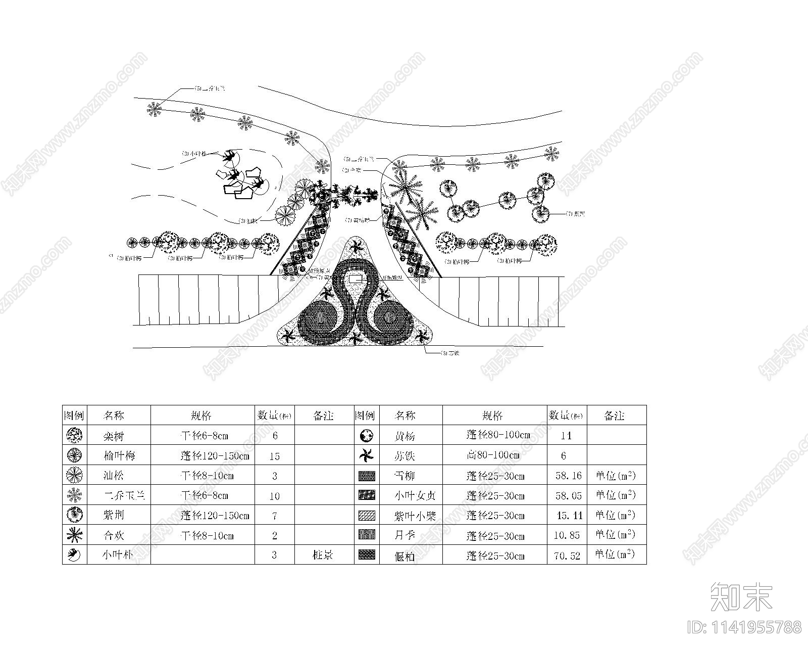 绿化植物布置方案详图合集cad施工图下载【ID:1141955788】