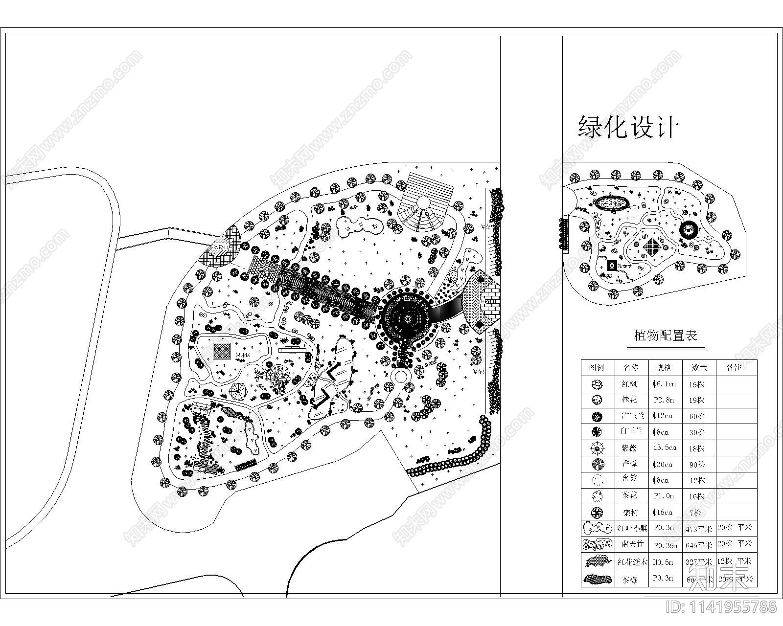 绿化植物布置方案详图合集cad施工图下载【ID:1141955788】
