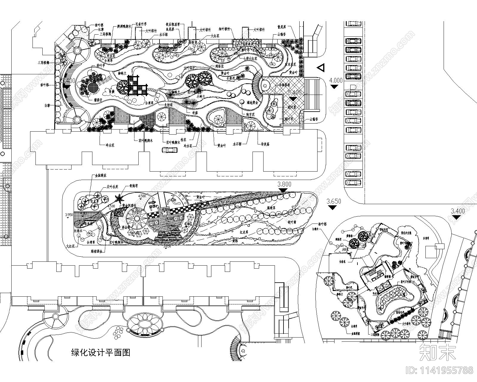 绿化植物布置方案详图合集cad施工图下载【ID:1141955788】