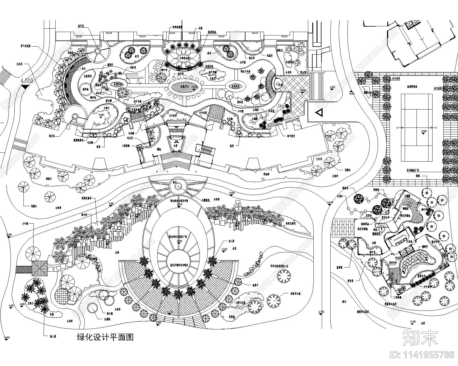 绿化植物布置方案详图合集cad施工图下载【ID:1141955788】