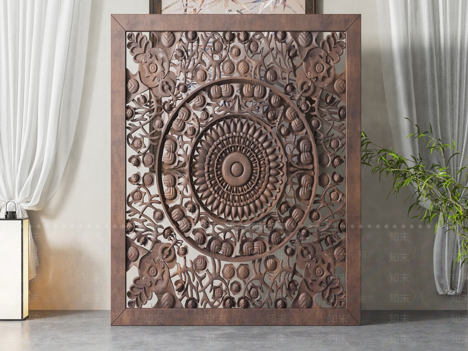 中式雕花隔断SU模型下载【ID:1141957519】