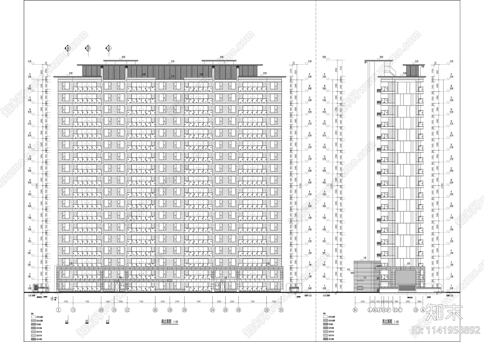 现代多层住宅详图cad施工图下载【ID:1141958892】