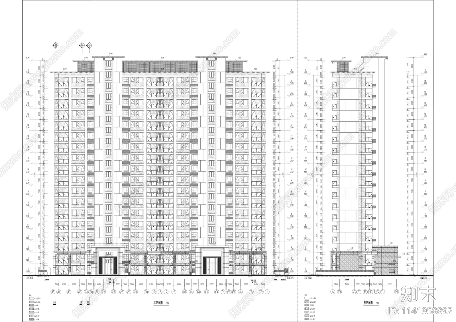 现代多层住宅详图cad施工图下载【ID:1141958892】