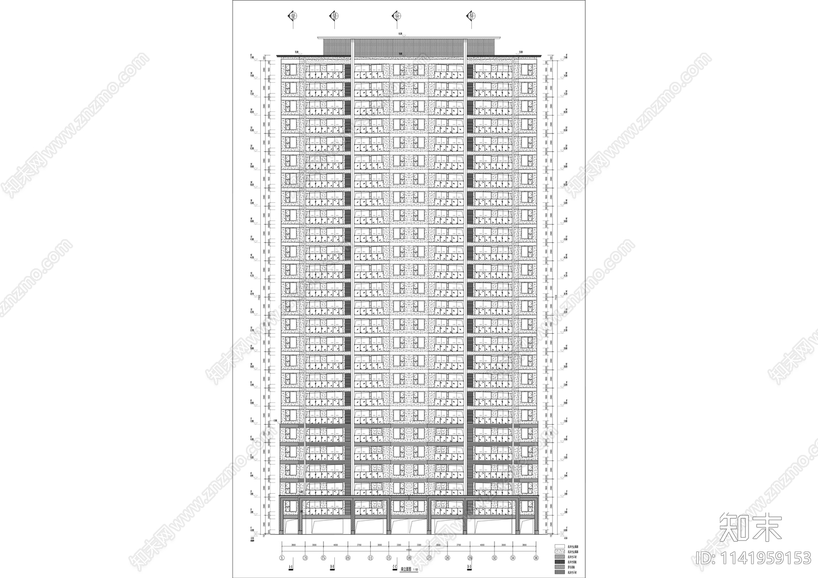 现代高层住宅楼详图cad施工图下载【ID:1141959153】