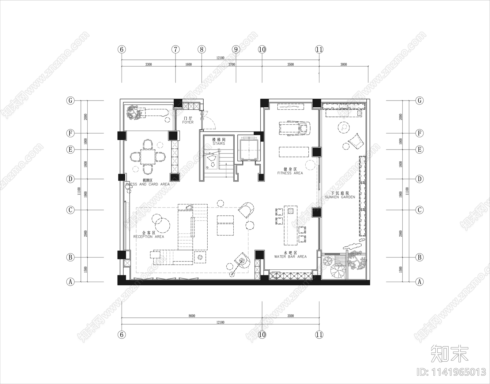 新中式别墅四层平面布局图施工图下载【ID:1141965013】