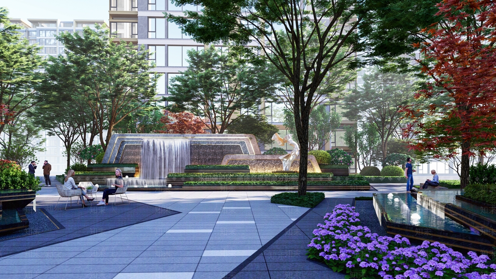 现代小区景观SU模型下载【ID:1141965264】