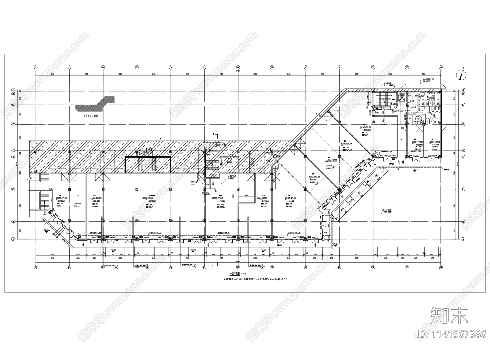 理想城商业建筑cad施工图下载【ID:1141967386】